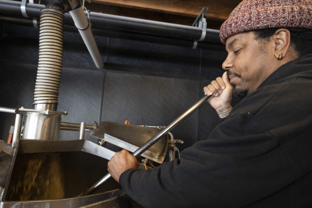 Rodg Little, co-owner and brewer at Oak Park Brewing, works on brewing a beer at the Sacramento brewery on Thursday, Feb. 19, 2026.